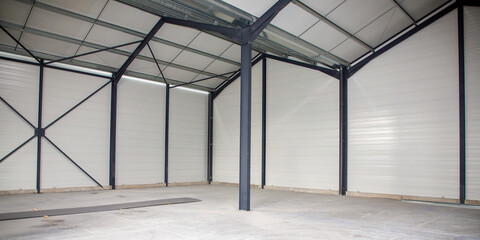 inside factory warehouse industrial building Modern interior design with concrete floor and empty space for product display or industry background