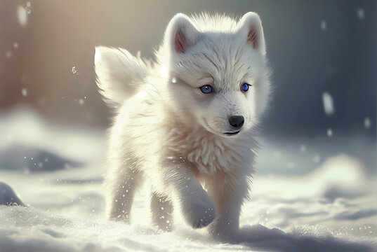 Cute Baby Arctic Wolf