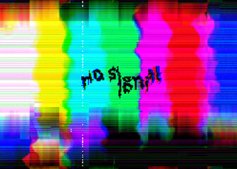 No signal pixelated glitch screen effect