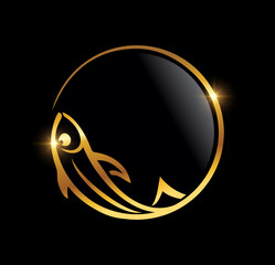 Golden Luxury Fish Vector Icon