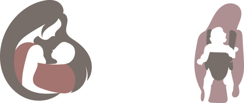 mother wrapping baby icons