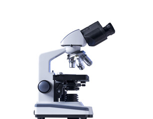 Fototapeta na wymiar Professional laboratory microscope on blue background