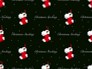 Christmas Stockings cartoon character seamless pattern on black background