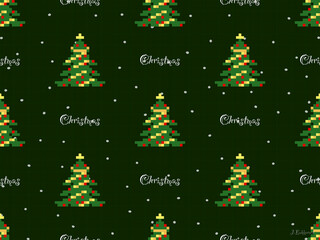 Christmas cartoon character seamless pattern on green background
