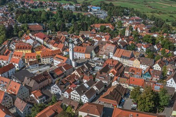 Fototapeta na wymiar Die Altstadt von Isny im Allgäu im Luftbild