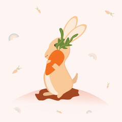 cartoon rabbit and carrot vector illustration design