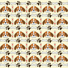Seamless pattern with dog bones and dog faces