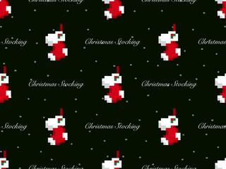 Fototapeta na wymiar Christmas Stockings cartoon character seamless pattern on black background