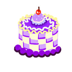 Cute sweet hand draw purple cake for celebrate and decoration