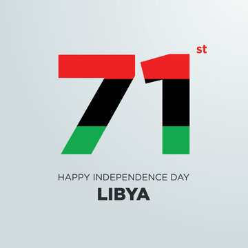 Happy Independence Day Libya Design. Number 71 made of the Libyan Flag as Libya celebrates its 71st Independence Day on the 24th of December.