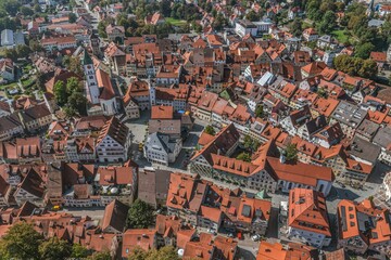 Fototapeta premium Wangens historische Altstadt von oben