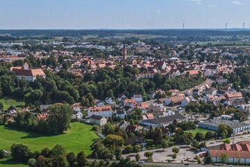 Fototapeta na wymiar Die schwäbische Stadt Friedberg im Luftbild