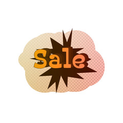 Abstract transparent halftone grunge sale sticker element.