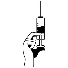 Hand holding syringe