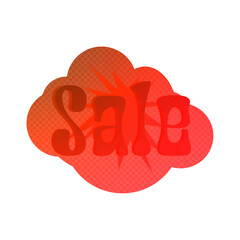 Abstract transparent halftone grunge sale sticker element.