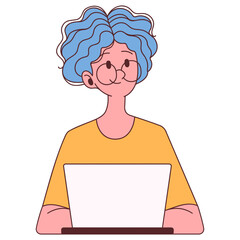 woman using laptop