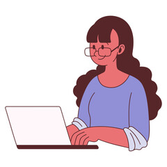 glasses woman using a laptop 
