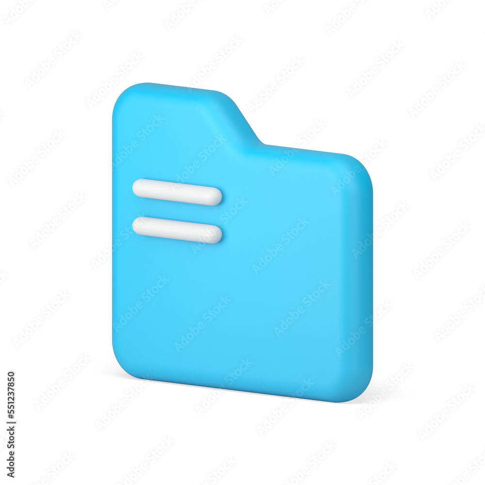 Poster blue folder files document storage user interface button for paper management 3d icon