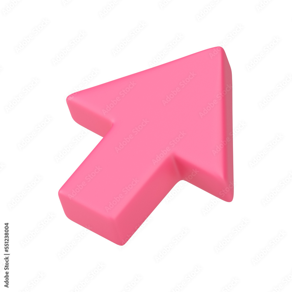 Poster up arrow diagonal pink pointer direction navigation 3d icon
