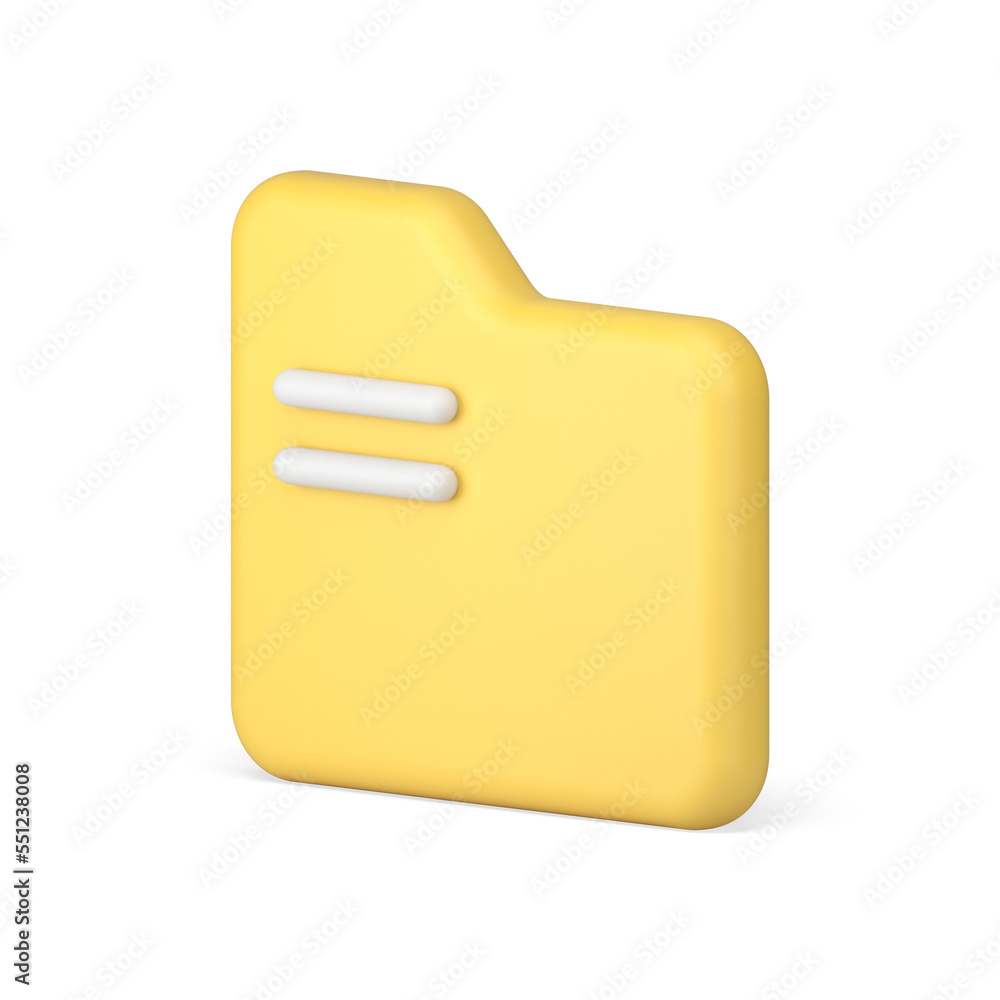 Poster yellow folder files document storage user interface button for paper management 3d icon