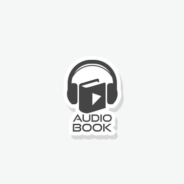 Audio book sticker icon isolated on white background
