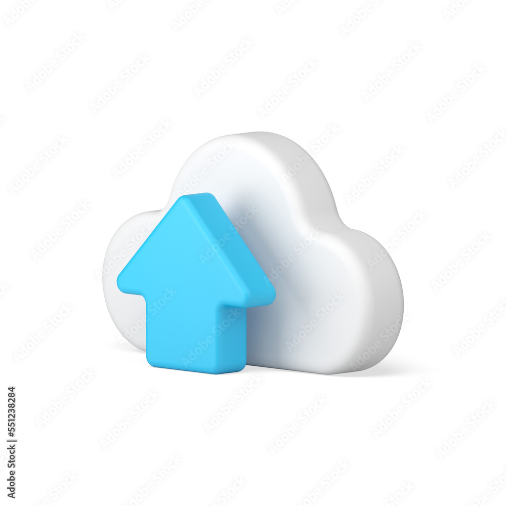 Poster cloud cyberspace backup upload download digital files information exchanging 3d icon