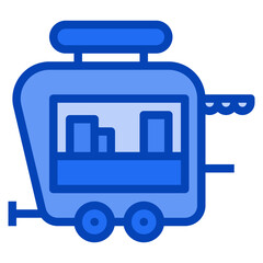 camper food truck blue icon