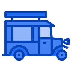 caravan food truck blue icon