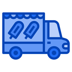 ice food truck blue icon