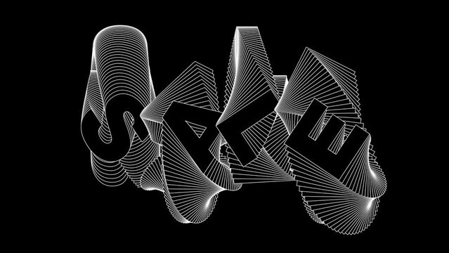 White Black sale text word echo effect typography.