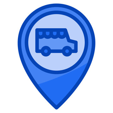 Location Food Truck Blue Icon