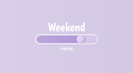 Weekend loading text on light purple background. Futuristic design. Vector illustration