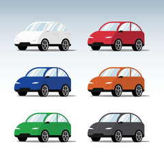 Set of colorful cars vector isolated on background, Automobile illustration in flat style