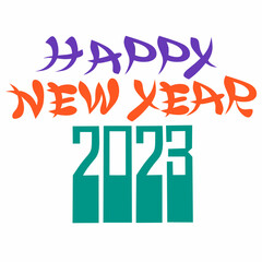 Happy new year 2023 text sentence costume vector design