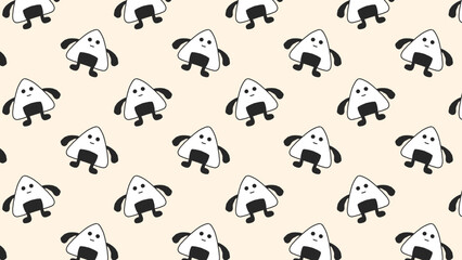 onigiri seamless design pattern background, japanese rice ball