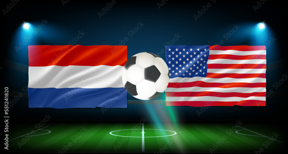 Poster match between usa and netherland team. 3d vector concept