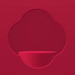 Absract background for product presentation. 3d geometric with plain viva magenta color background. 3d render illustration. 