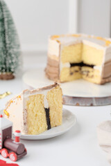 Christmas cake decorated with Christmas tree