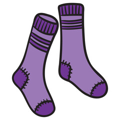 a pair of purple socks. vector illustration, cartoon.