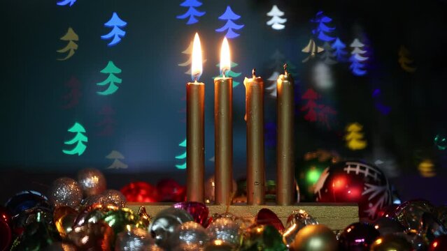 Advent Season, four candles burning. Advent background