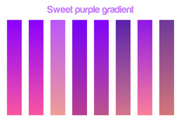 Vector set of purple gradients, swatches collection,