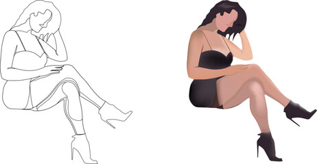 Beautiful girl with summer dress sitting-