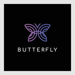 Butterfly logo. Luxury line logotype design. Universal premium butterfly symbol logotype.