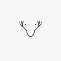 Deer antler shield logo isolated on white