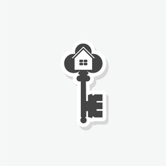 Old house key sticker icon logo