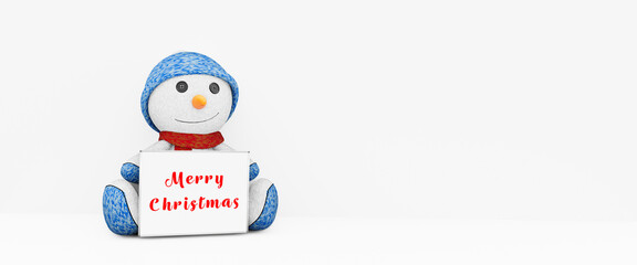 snowman with MERRY CHRISTMAS WISHES, EMPTY WHITE SPACE FOR TEXT