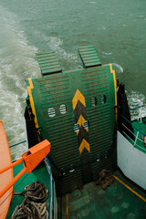 Fototapeta na wymiar a backdoor roro ships with sea view