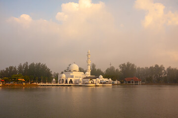 Fototapeta na wymiar The Tengku Tengah Zaharah Mosque or the Floating Mosque is the first real floating mosque in Malaysia.