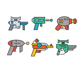 Fototapeta premium space blaster gun icons set vector illustration