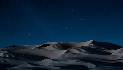 Nighttime Desert Landscape Under Starry Sky